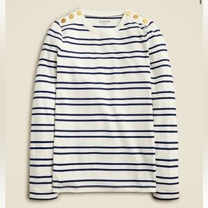 J.Crew Perfect fit Long Sleeve Crewneck Tshirt with Lion Buttons NWT